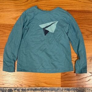 Primary Teal Long Sleeve Tee with Airplane Graphic